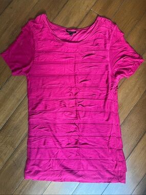 Massimo Dutti Hot Pink Short-Sleeve Layered Top